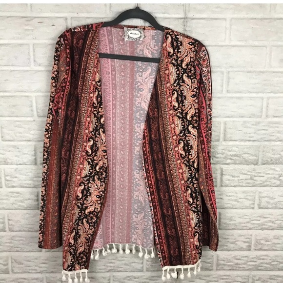 skonhet Sweaters - Skonhet Open Front Cardigan Medium Tassel Boho